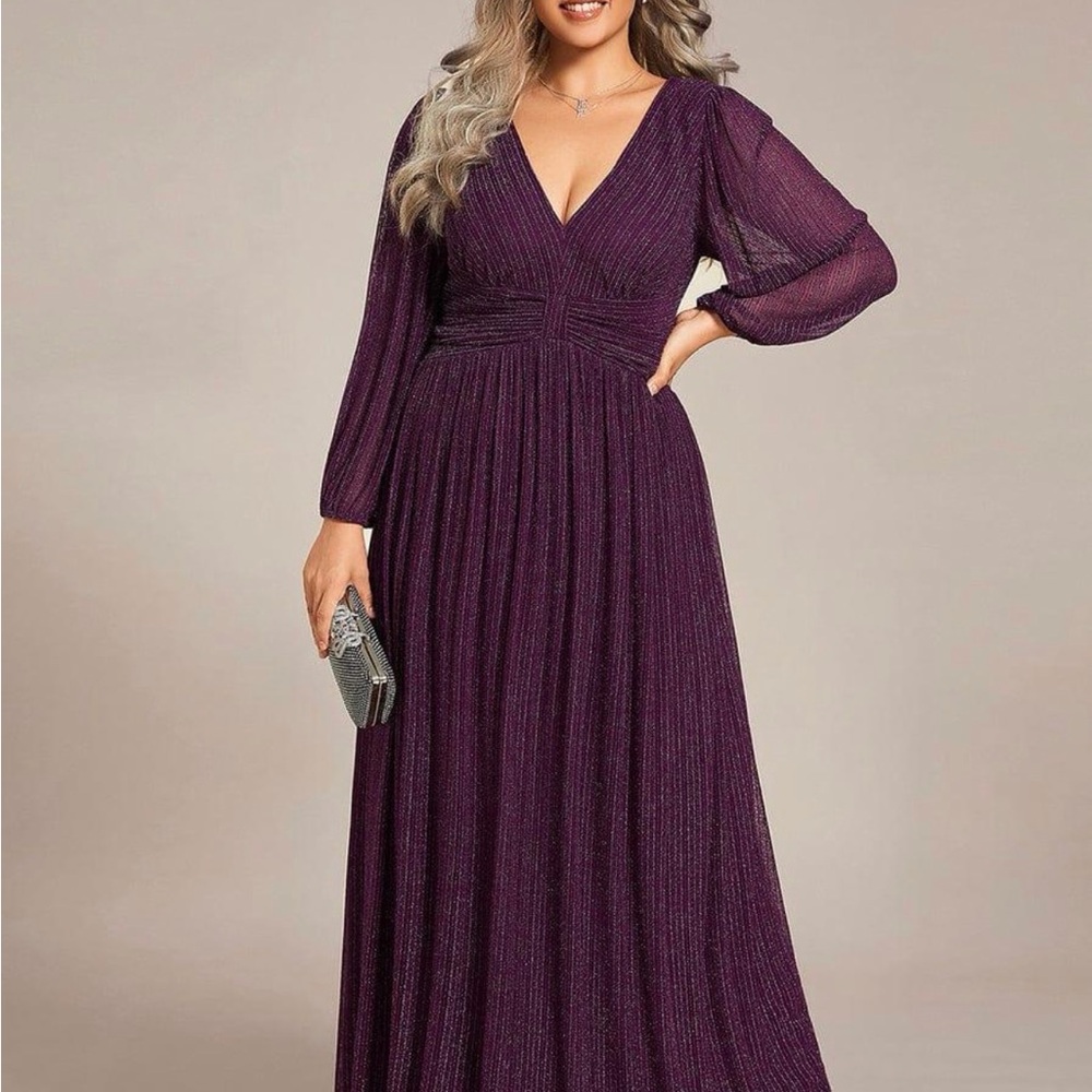 Ever Pretty Elegant Purple Long Sleeve Dress